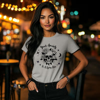 Load image into Gallery viewer, &#39;Your Anxiety is a Lying Hoe&#39; Fitted Tee - Funny Anxiety Tshirt , Snarky Mental Health Skull Tee
