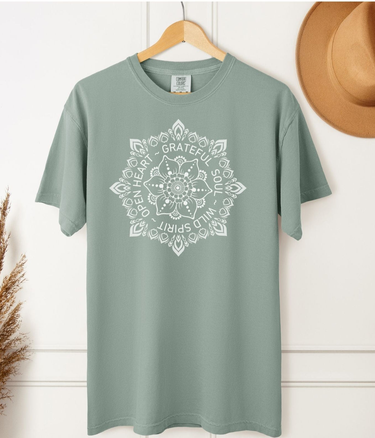Open Heart ~ Grateful Soul ~ Wild Spirit T-Shirt - Spiritual Mandala Comfort Colors Tee for Men & Women