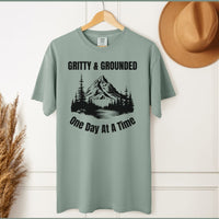 Load image into Gallery viewer, Gritty &amp; Grounded Sobriety Tee - Nature-Inspired One Day At A Time Gift for Men and Women in Recovery
