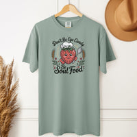 Load image into Gallery viewer, Don&#39;t Be Eye Candy Be Soul Food Tee – Uplifting Strawberry Theme Summer T-Shirt for Women
