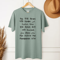 Load image into Gallery viewer, Multilingual PEACE T-Shirt, Peace Unisex Comfort Colors®, Spread Peace A Message of Humanity
