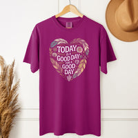 Load image into Gallery viewer, Today Is A Good Day Positive Vibe Tee – Unisex Comfort Colors T-Shirt with Bohemian Feathers &amp; Crystals Design
