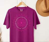 Load image into Gallery viewer, Dancing Through Life Mandala Tee – Unisex Heavyweight Crewneck T-Shirt with Positive Spiritual Message
