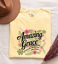 Load image into Gallery viewer, Amazing Grace Floral Tee for Women – Spiritual Based Comfort Colors T-Shirt