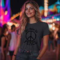 Load image into Gallery viewer, Get High On Peace Fitted T-Shirt – Hippie Peace Sign Tee, Peace Shirt, Festival Shirt, Retro Peace Sign Lover Tee, 70&#39;s Peace Sign Concert Tee
