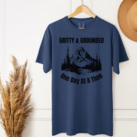 Load image into Gallery viewer, Gritty &amp; Grounded Sobriety Tee - Nature-Inspired One Day At A Time Gift for Men and Women in Recovery

