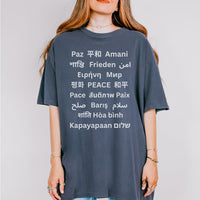 Load image into Gallery viewer, International Peace T-Shirt - Spread the Message in 22 Languages - Soft Cotton Tee for Everyone
