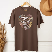 Load image into Gallery viewer, Today Is A Good Day Positive Vibe Tee – Unisex Comfort Colors T-Shirt with Bohemian Feathers &amp; Crystals Design
