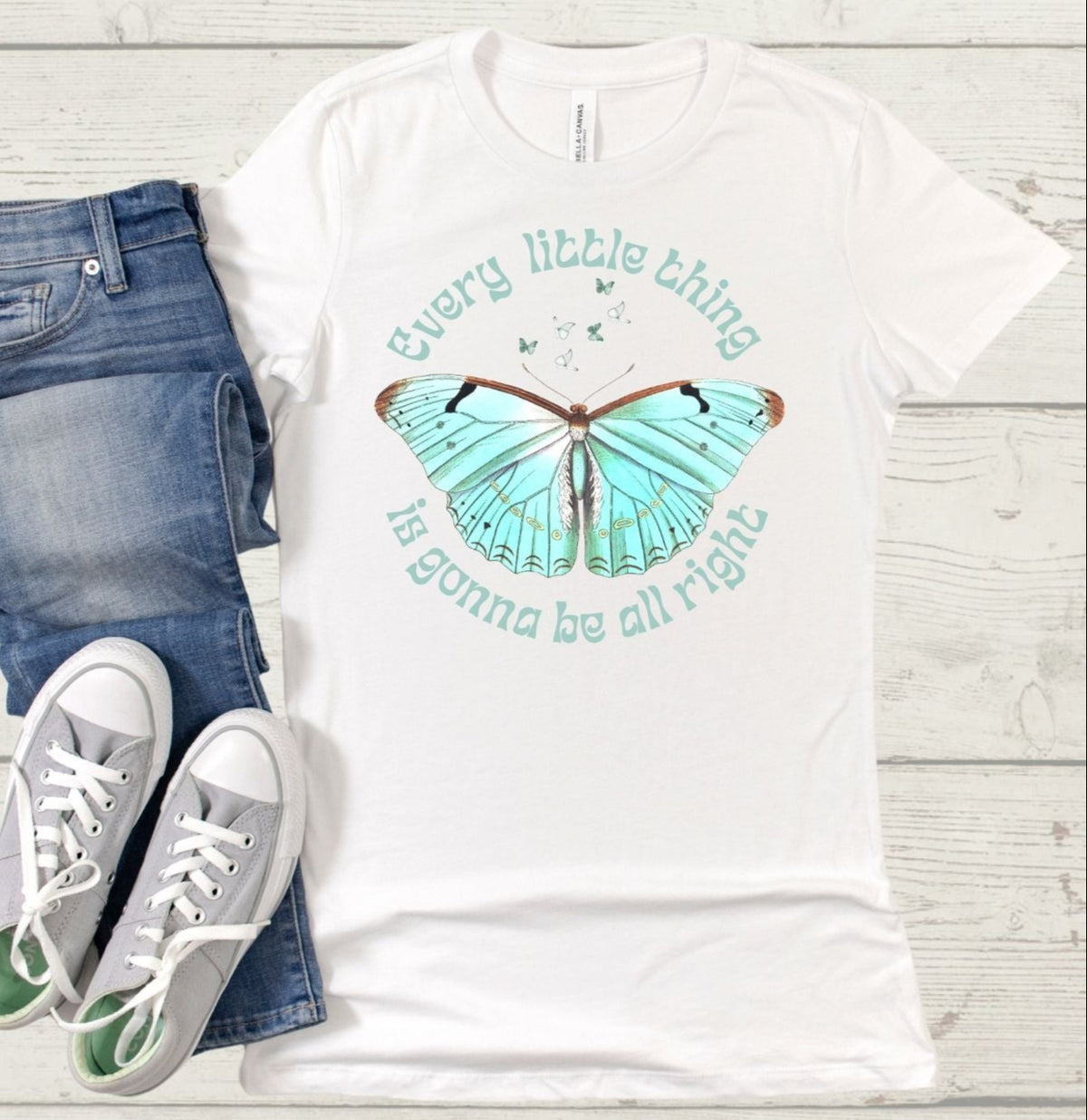 Every Little Thing Is Gonna Be Alright Butterfly Shirt – Premium Unisex Crewneck T-shirt