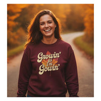 Load image into Gallery viewer, Maple Leaf Wellness Classic Unisex Crewneck Sweatshirt - Growin&#39; as I&#39;m Gowin&#39; Fall Design
