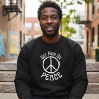 Load image into Gallery viewer, Get High On Peace Crewneck Sweatshirt | Retro 70&#39;s Style Gildan® 18000
