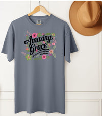 Load image into Gallery viewer, Amazing Grace Floral Tee for Women – Spiritual Based Comfort Colors T-Shirt