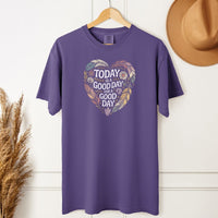 Load image into Gallery viewer, Today Is A Good Day Positive Vibe Tee – Unisex Comfort Colors T-Shirt with Bohemian Feathers &amp; Crystals Design
