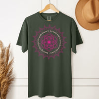 Load image into Gallery viewer, Dancing Through Life Mandala Tee – Unisex Heavyweight Crewneck T-Shirt with Positive Spiritual Message
