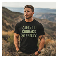Load image into Gallery viewer, Honor Courage Sobriety T-Shirt – Recovery Tee for Military and Veterans
