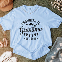 Load image into Gallery viewer, Promoted to Grandma of Triplets 2025 Tee – Pregnancy Reveal Comfort Colors T-Shirt
