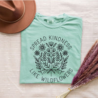 Load image into Gallery viewer, Spread Kindness like Wildflowers Unisex Vintage Style Crewneck T-Shirt - Positivity Wellness Shirt
