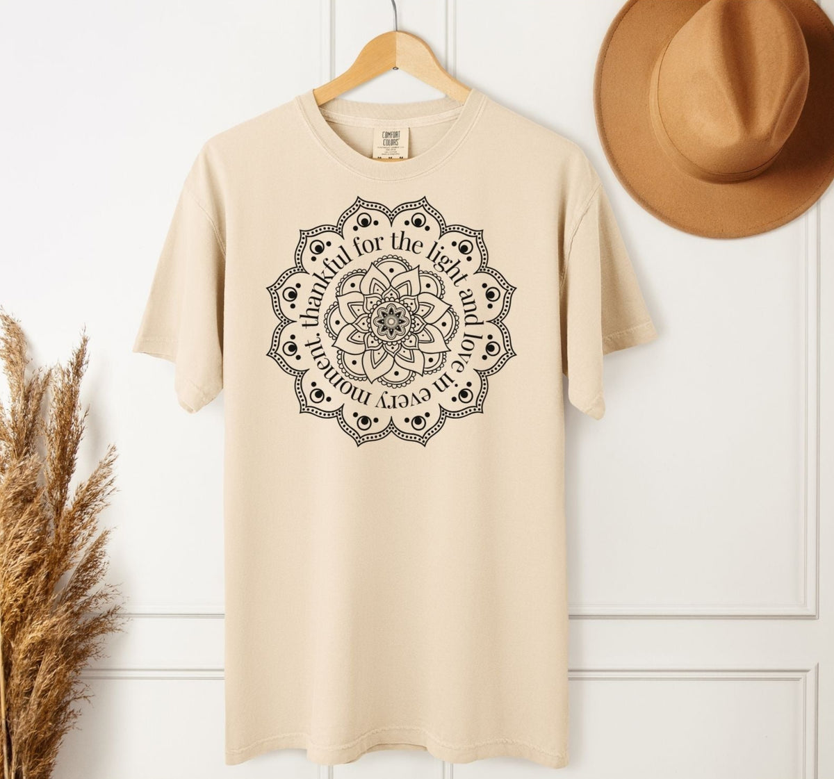 Thankful Mandala Tee – Spiritual Positive Vibe Comfort Colors Yoga T-Shirt