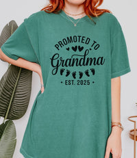Load image into Gallery viewer, Promoted to Grandma of Triplets 2025 Tee – Pregnancy Reveal Comfort Colors T-Shirt

