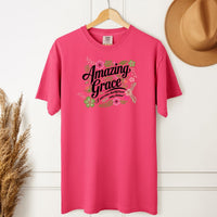 Load image into Gallery viewer, Amazing Grace Floral Tee for Women – Spiritual Based Comfort Colors T-Shirt