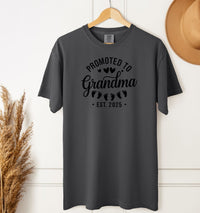 Load image into Gallery viewer, Promoted to Grandma of Triplets 2025 Tee – Pregnancy Reveal Comfort Colors T-Shirt
