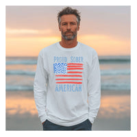 Load image into Gallery viewer, Proud Sober American Long Sleeve Tee | Premium Recovery Unisex Long Sleeve T-Shirt
