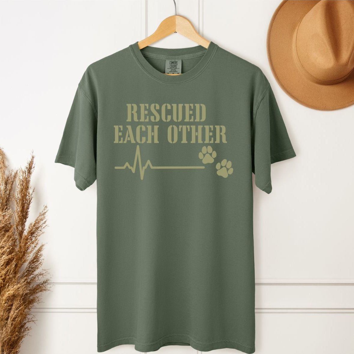 Rescued Eachother Dog Dad Tee – Comfort Colors Rescue T-Shirt for Men