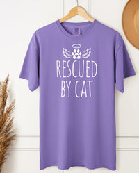 Load image into Gallery viewer, Rescued by Cat T-Shirt – Wellness Tee for Cat Lovers -  Support Cat Mom/Dad Comfort Colors Tee
