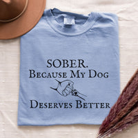 Load image into Gallery viewer, Sober Because My Dog Deserves Better Tee – Sobriety Shirt for Dog Lovers in Recovery
