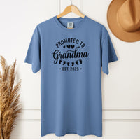 Load image into Gallery viewer, Promoted to Grandma of Triplets 2025 Tee – Pregnancy Reveal Comfort Colors T-Shirt
