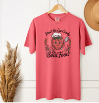 Load image into Gallery viewer, Don&#39;t Be Eye Candy Be Soul Food Tee – Uplifting Strawberry Theme Summer T-Shirt for Women
